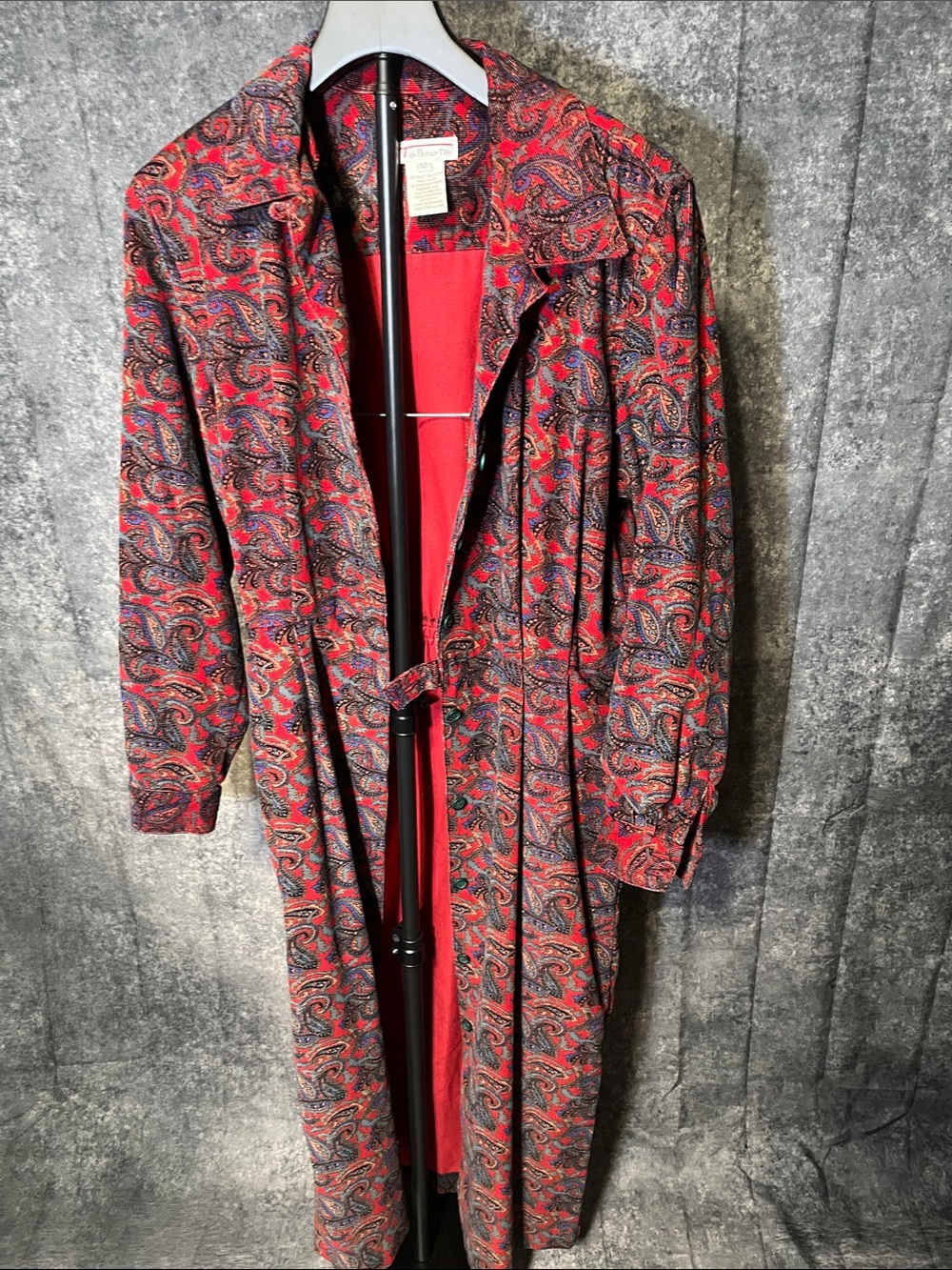 Vintage Talbots paisley duster or trench coat missing belt